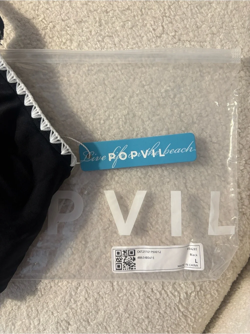 NWT Popvil Bikini Swimsuit | High-Waisted | Black & White | Size L